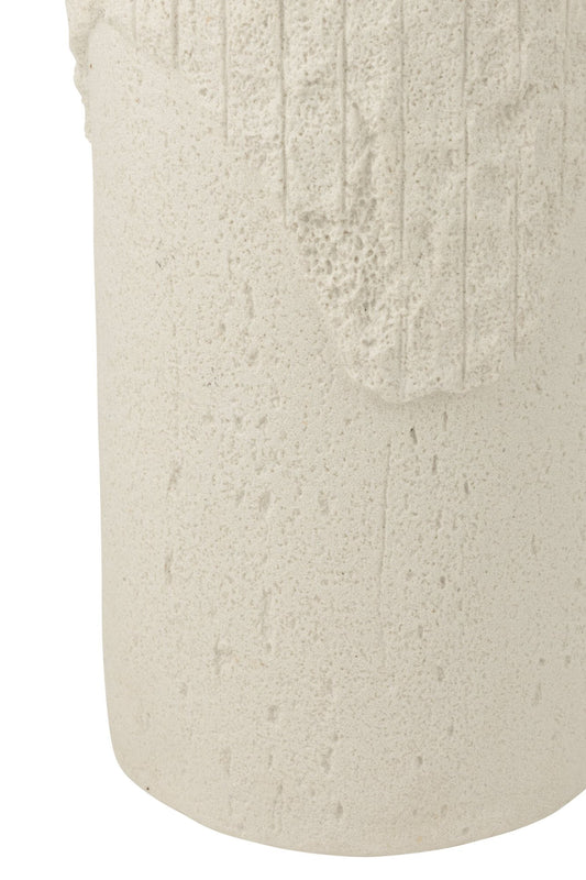 Pedestal Rocky Relief Polyresin White Medium