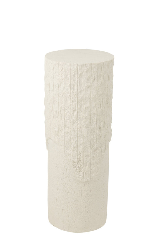 Pedestal Rocky Relief Polyresin White Medium