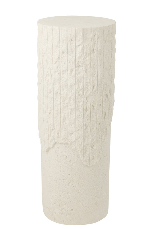 Pedestal Rocky Relief Polyresin White Large