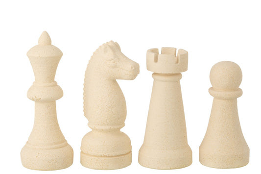 Chess Piece Polyresin Beige Large Assortment Of 4