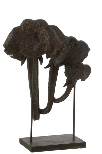 Elephant On Base Family Polyresin Dark Brown