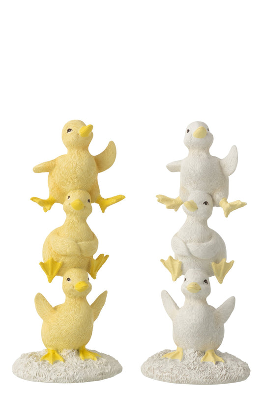 Duck Stacked Resin White/Yellow Assortment Of 2