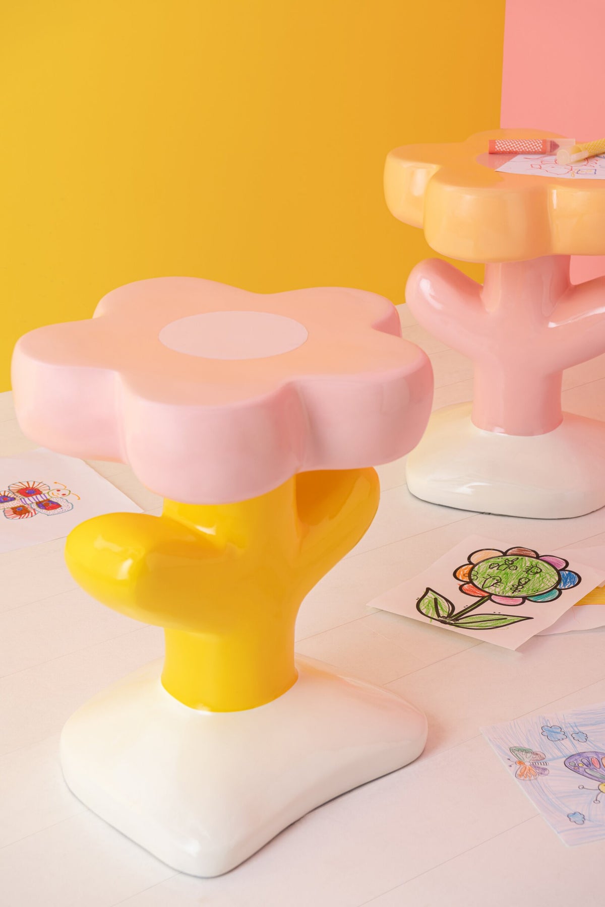 Side Table Flower Mia Fibreglass Multi
