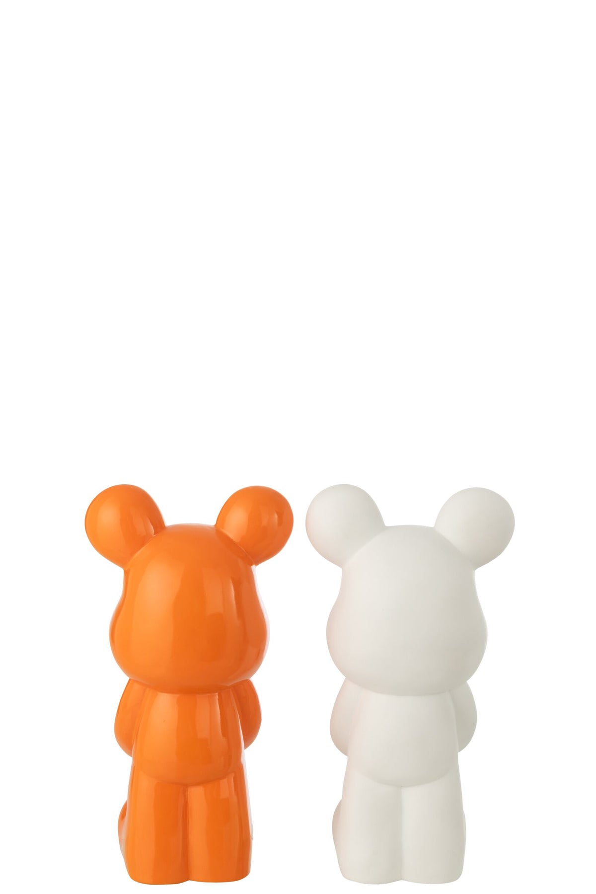 Bear Heart Polyresin White/Dark Orange Small Assortment Of 2