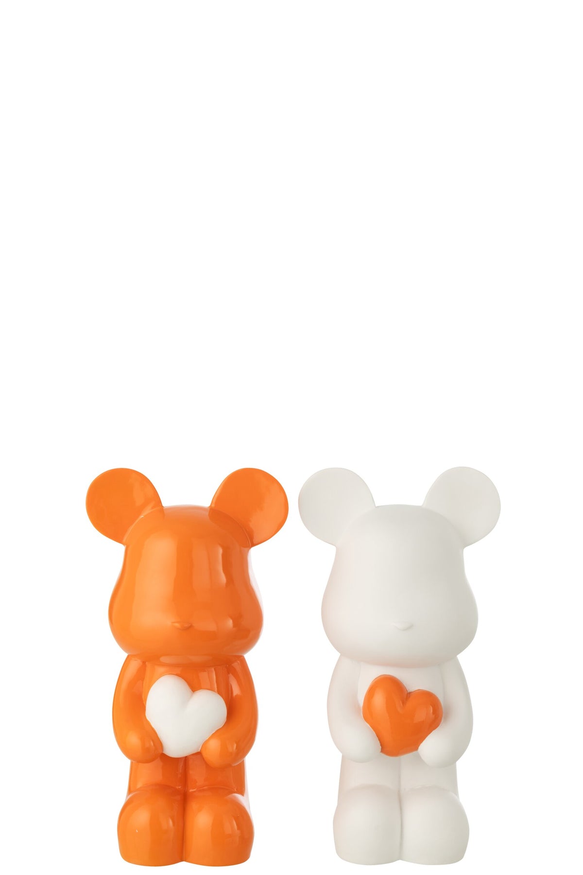 Bear Heart Polyresin White/Dark Orange Small Assortment Of 2