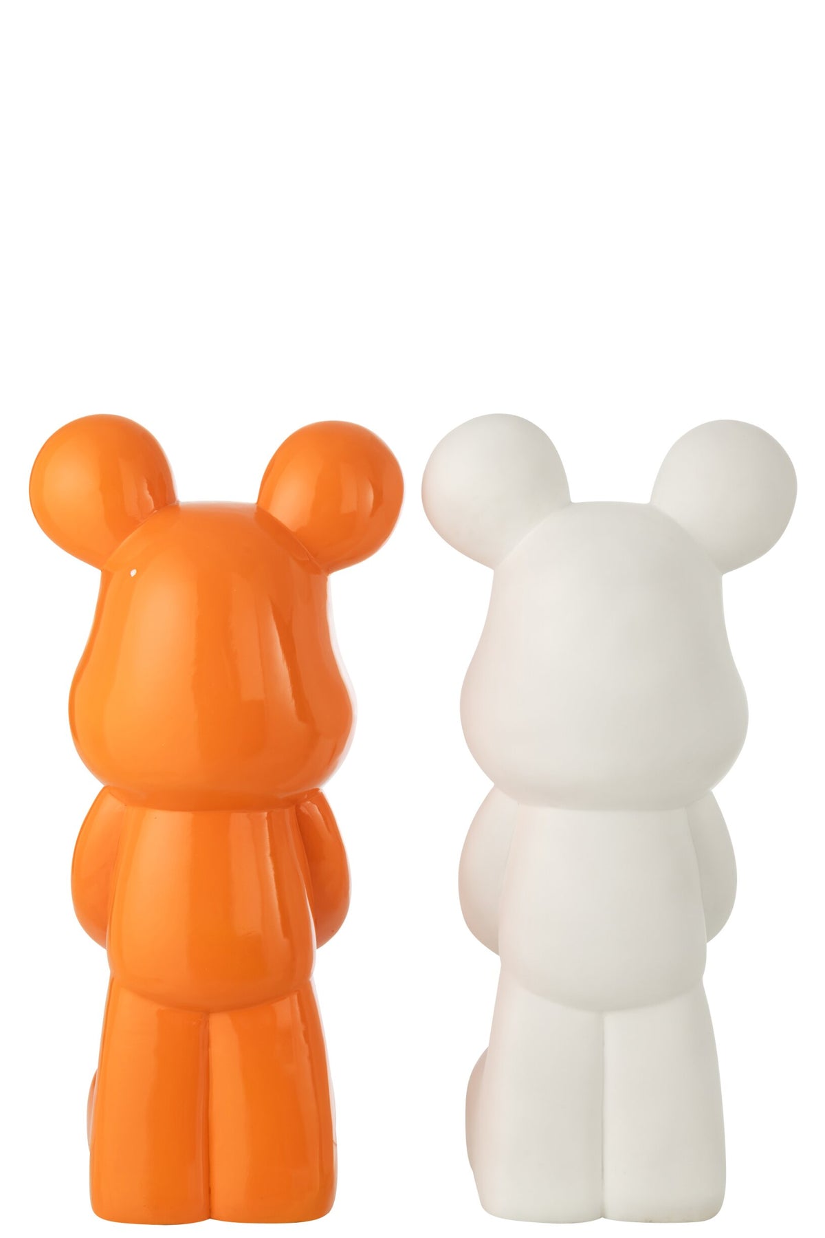 Bear Heart Polyresin White/Dark Orange Large Assortment Of 2