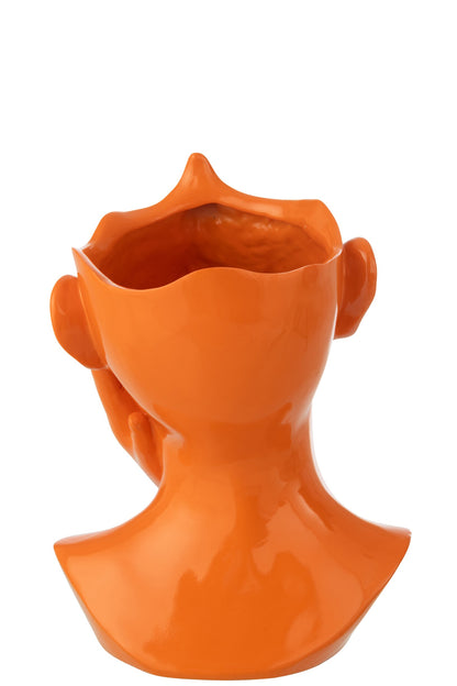 Flowerpot Woman Polyresin Dark Orange
