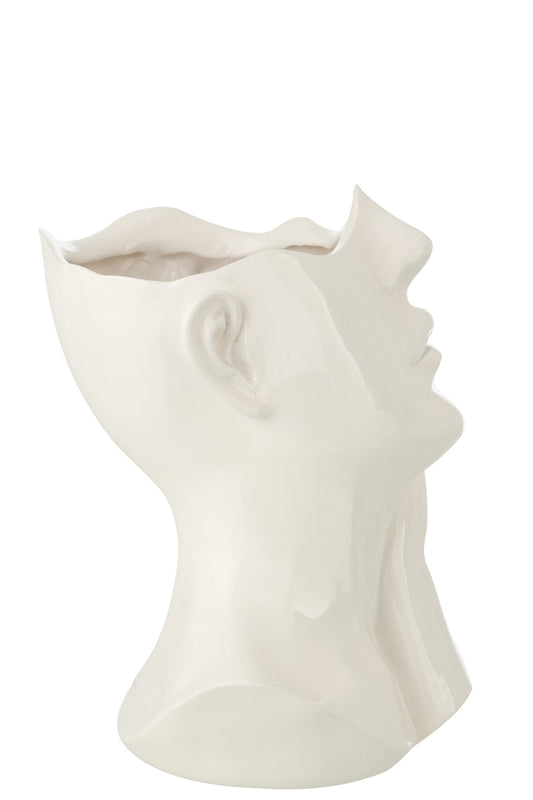 Flowerpot Woman Polyresin White