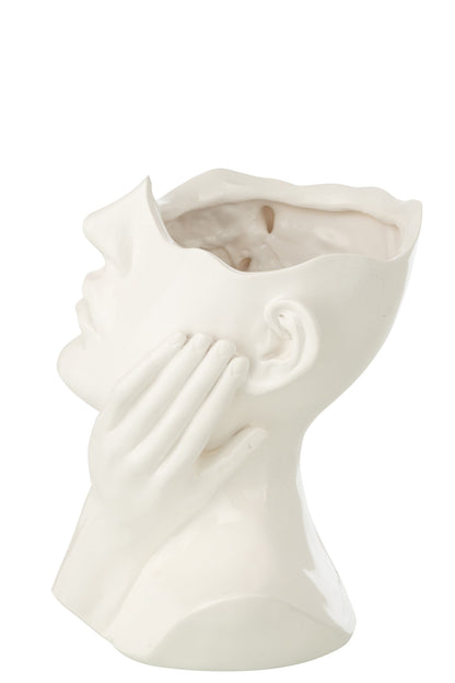 Flowerpot Woman Polyresin White