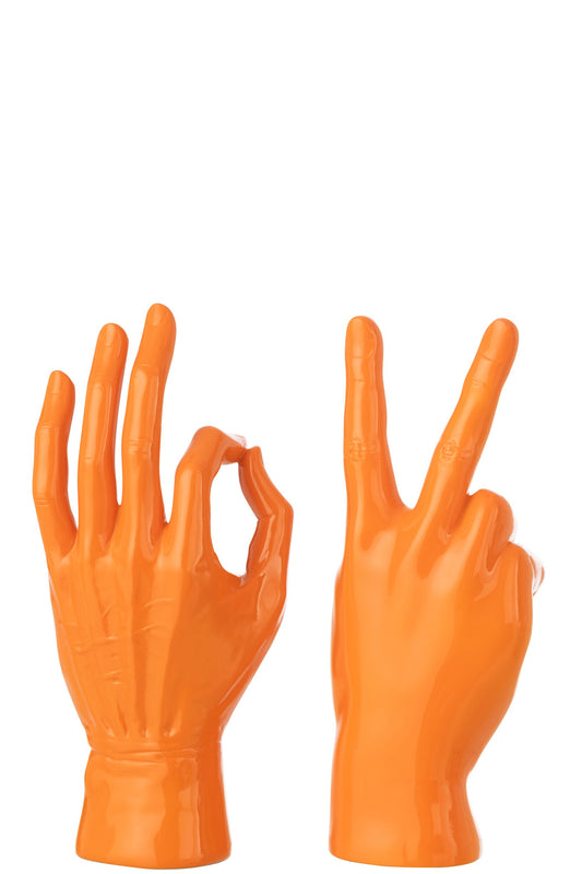 Figurine Sign Language Polyresin Dark Orange Assortment Of 2