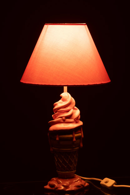 Ice cream lamp polyresin pink/beige