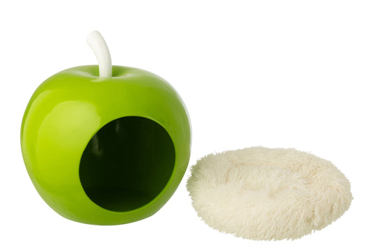 Cat Basket Apple Polyresin Green/White