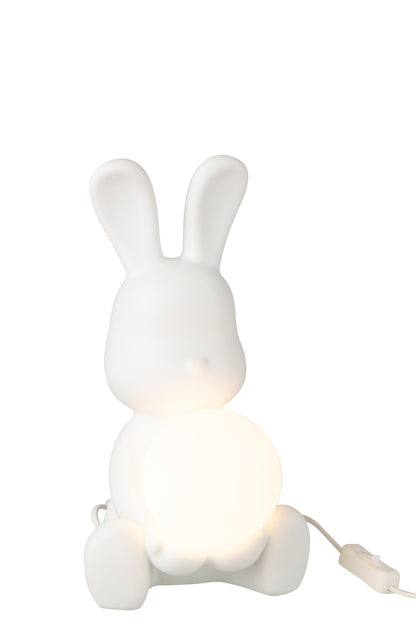 Table lamp rabbit polyresin white