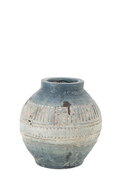 Flowerpot Antique Outdoor Magnesium Blue/White Small