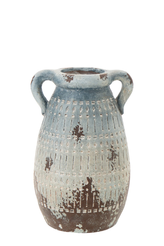 Flowerpot Antique Outdoor Magnesium Blue/White Large