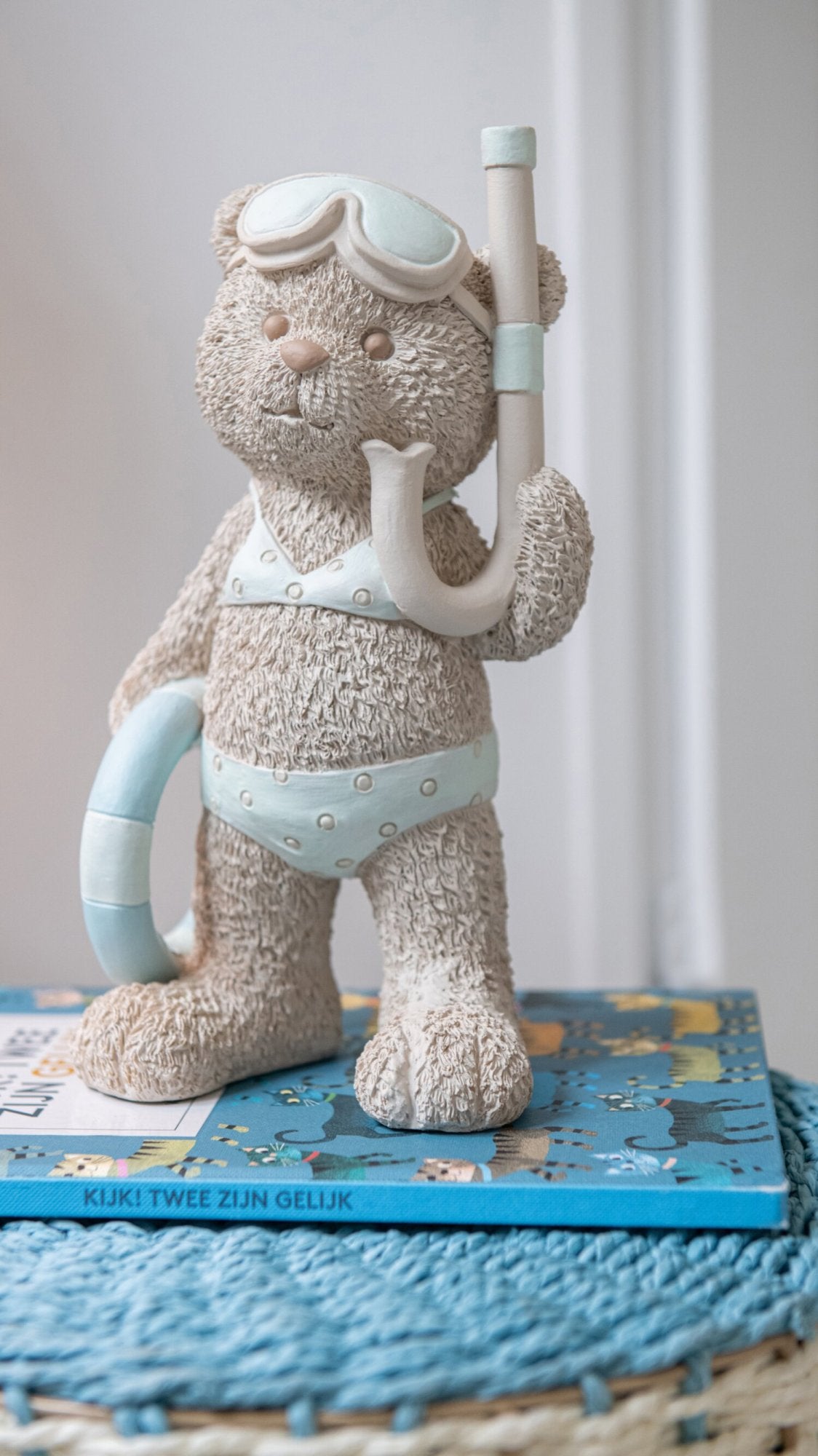 Bear Beach Girl/Boy Polyresin Beige/Light Blue Large Assortment Of 2
