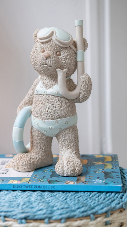 Bear Beach Girl/Boy Polyresin Beige/Light Blue Large Assortment Of 2