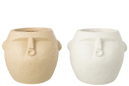 Flowerpot Polyresin White/Beige Large Assortment Of 2