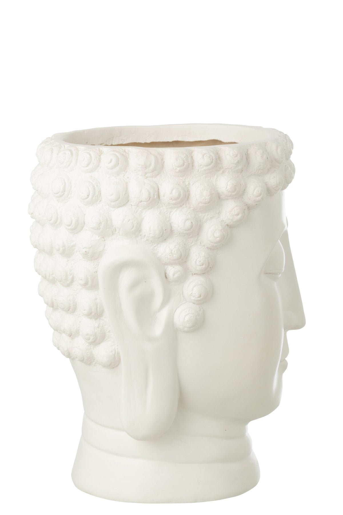 Flowerpot Buddha Polyresin White Large