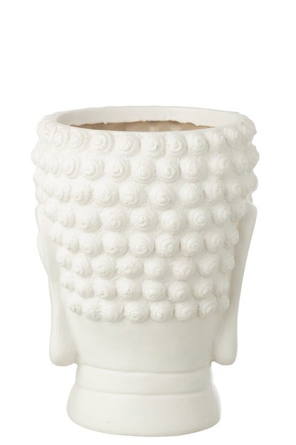 Flowerpot Buddha Polyresin White Large