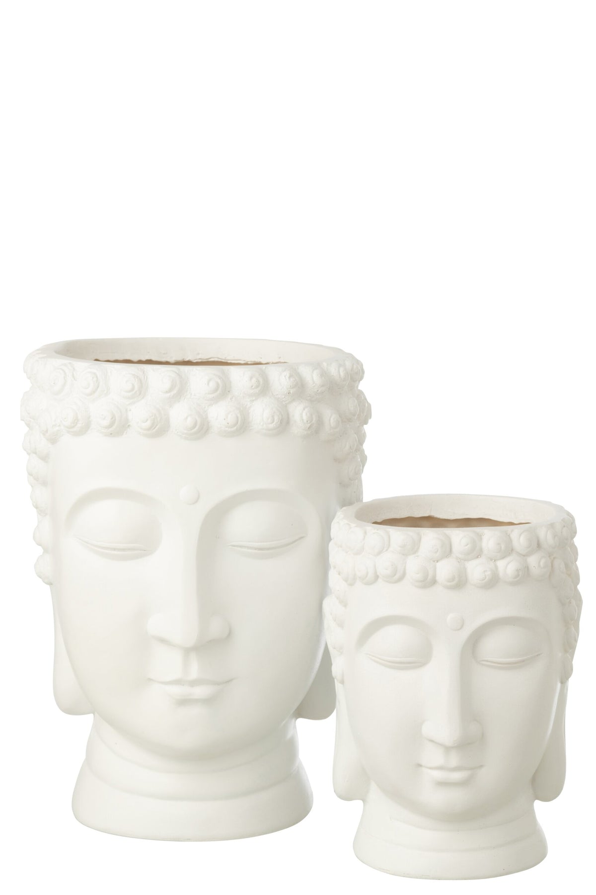 Flowerpot Buddha Polyresin White Large