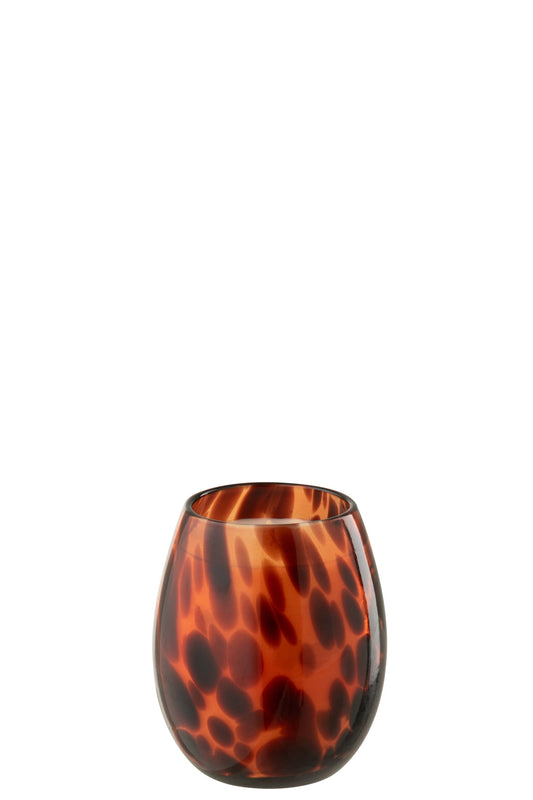 Kaars Mia Glas Oranje/Zwart Small-90u