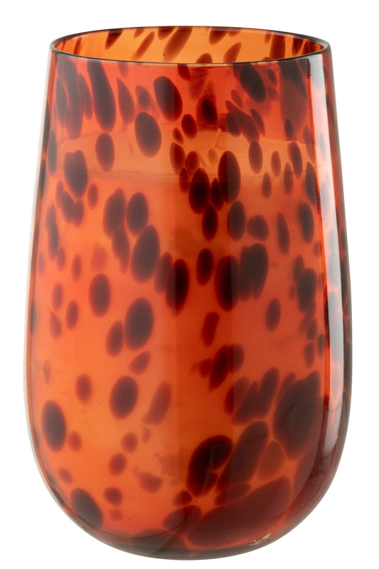 Kaars Mia Glas Oranje/Zwart Large-230u