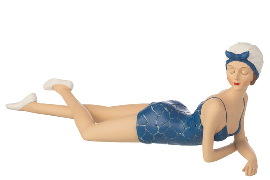 Woman Swimsuit + Lying Polyresin Blue