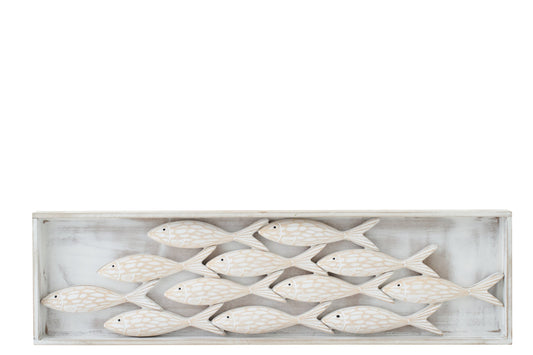 Wall Object Fish Whitewash MDF Natural