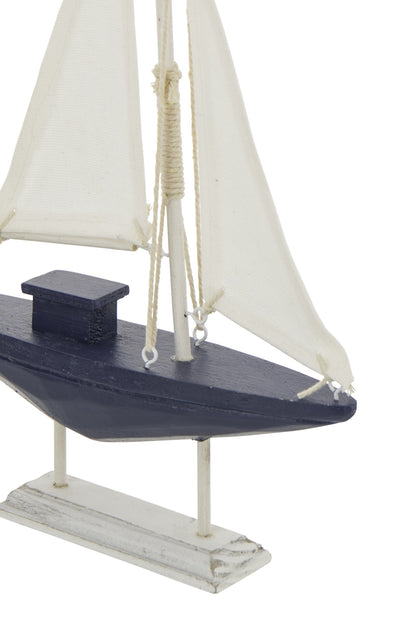 Sailboat Decorative Pinewood Blue/White Small