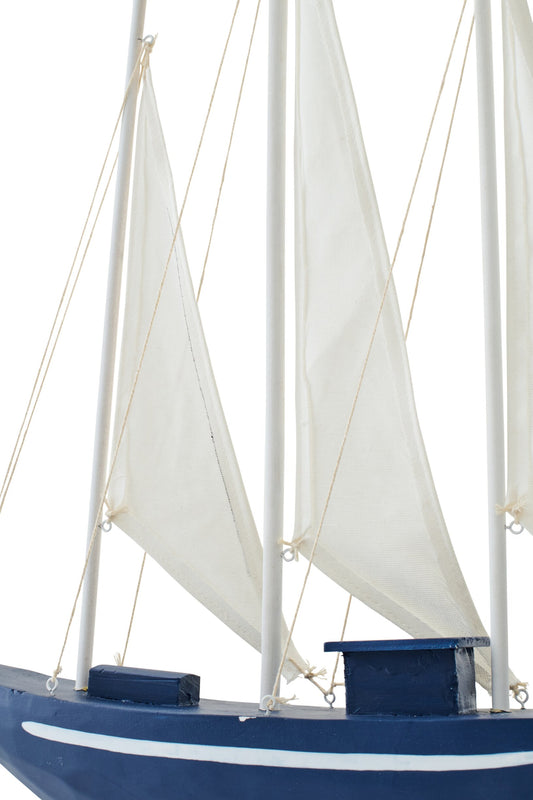 Sailboat Decorative Pinewood Blue/White Large
