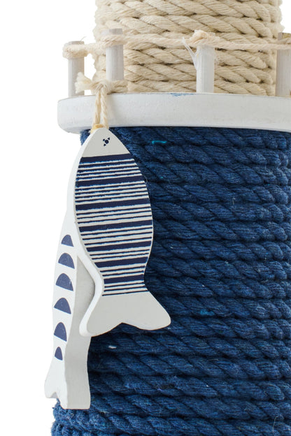 Lighthouse Decorative Rope/Pinewood Blue/White Small