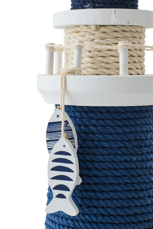 Lighthouse Decorative Rope/Pinewood Blue/White Large