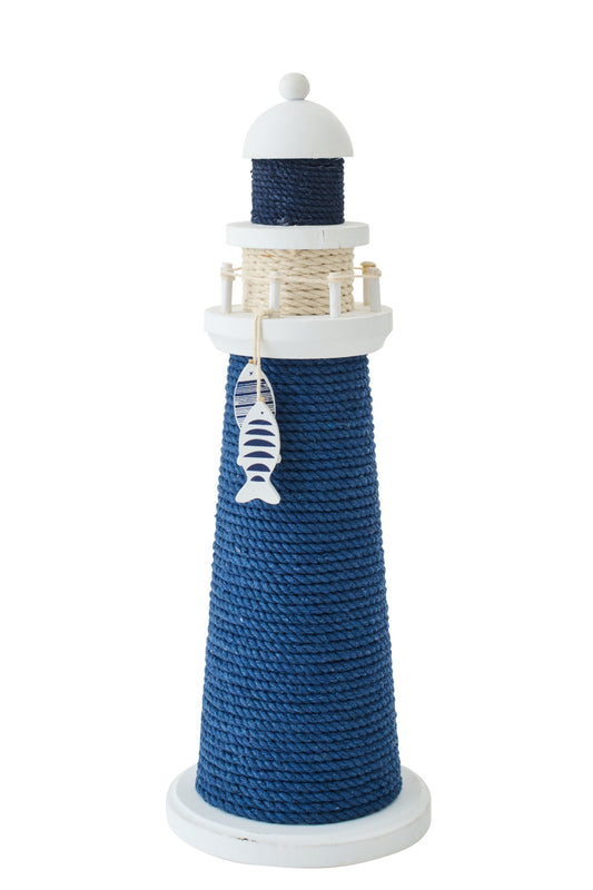 Lighthouse Decorative Rope/Pinewood Blue/White Large