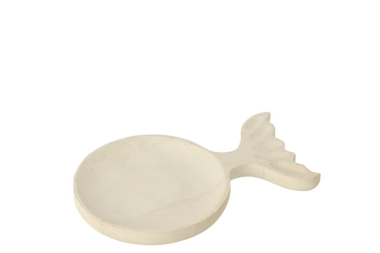 Decorative Tray Fish Tail Paulownia Wood White Small