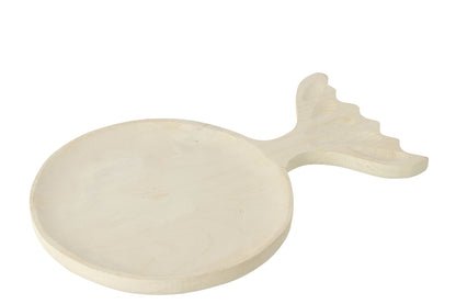 Decorative Tray Fish Tail Paulownia Wood White Large