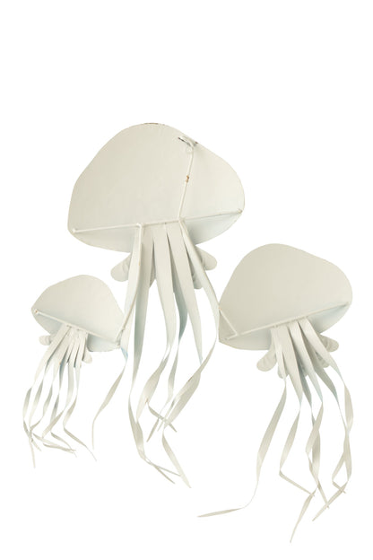 Wall Decoration Jellyfish Iron Blue/White