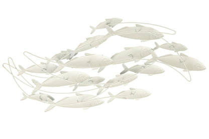 Wall Decoration Group Of Fishes Iron Blue/White