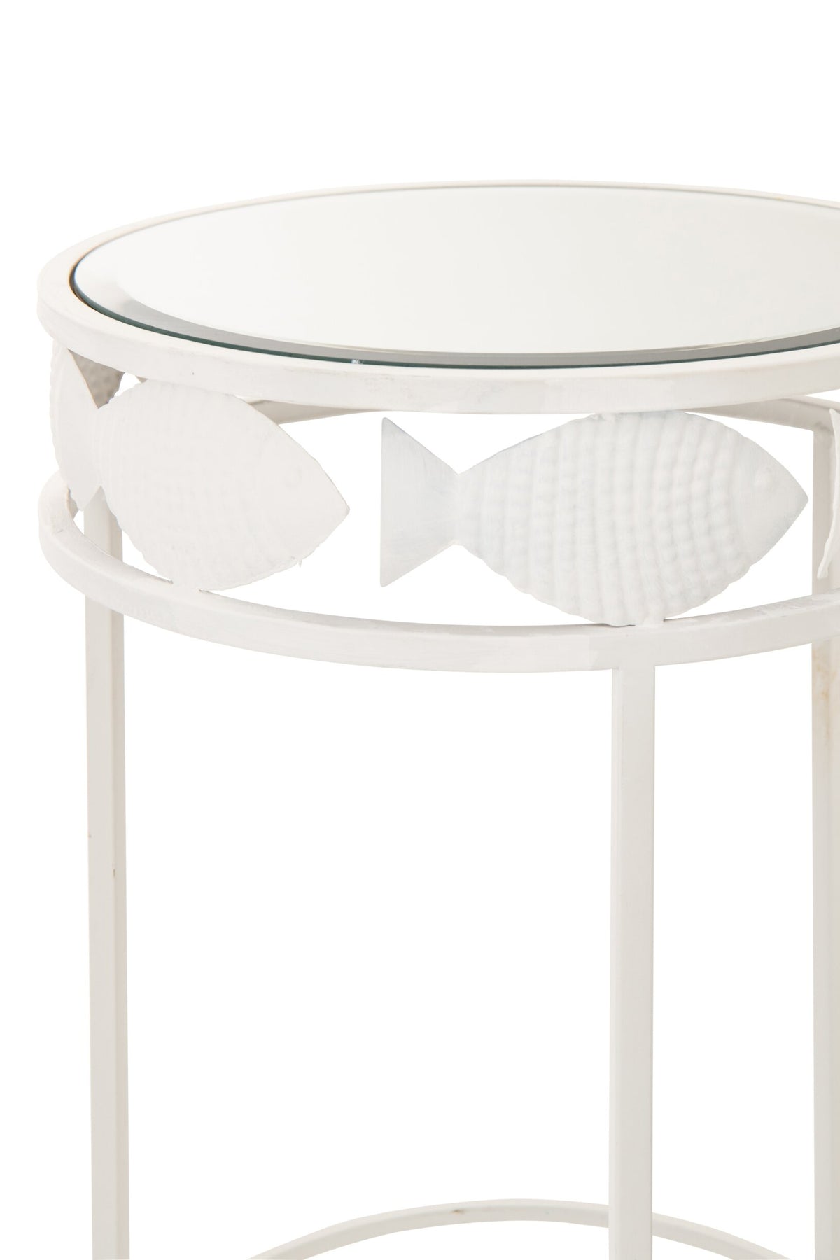Set Of 2 Side Table Fish Iron White