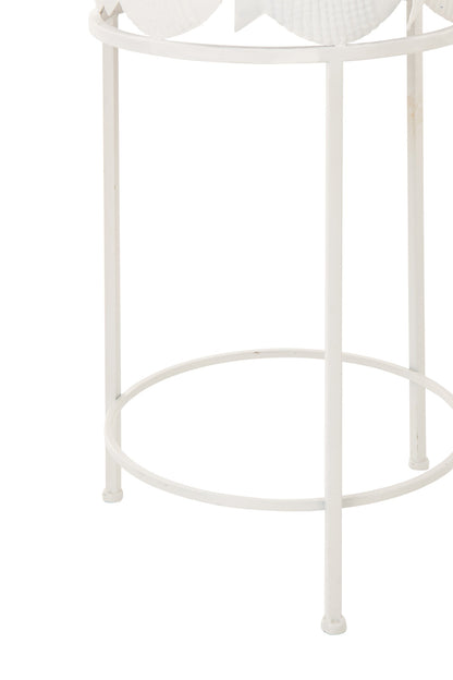 Set Of 2 Side Table Fish Iron White