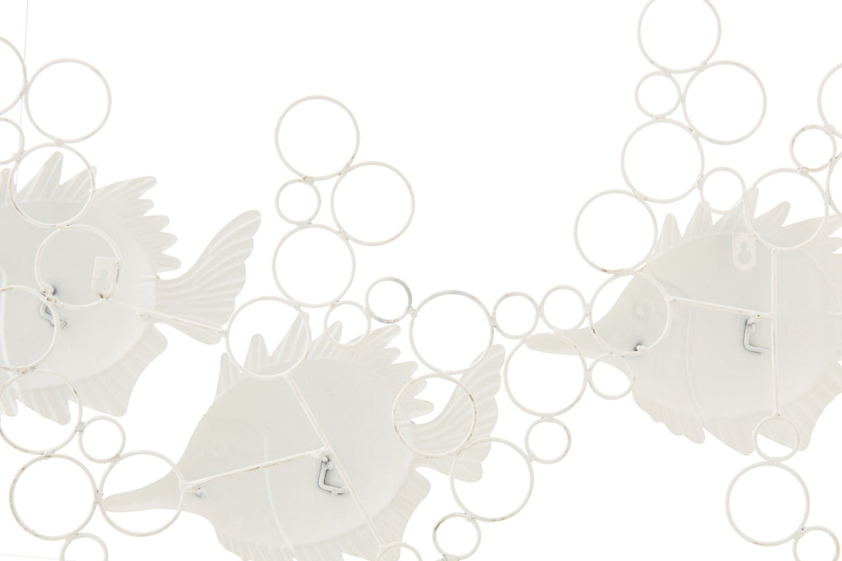 Wall Decoration Fish With Air Bubbles Iron Light Blue/White