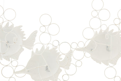 Wall Decoration Fish With Air Bubbles Iron Light Blue/White