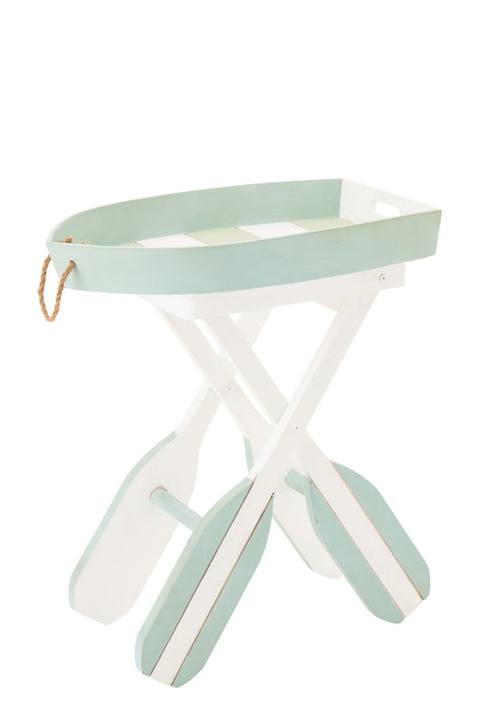 Side Table Boat Striped MDF Light Blue/White