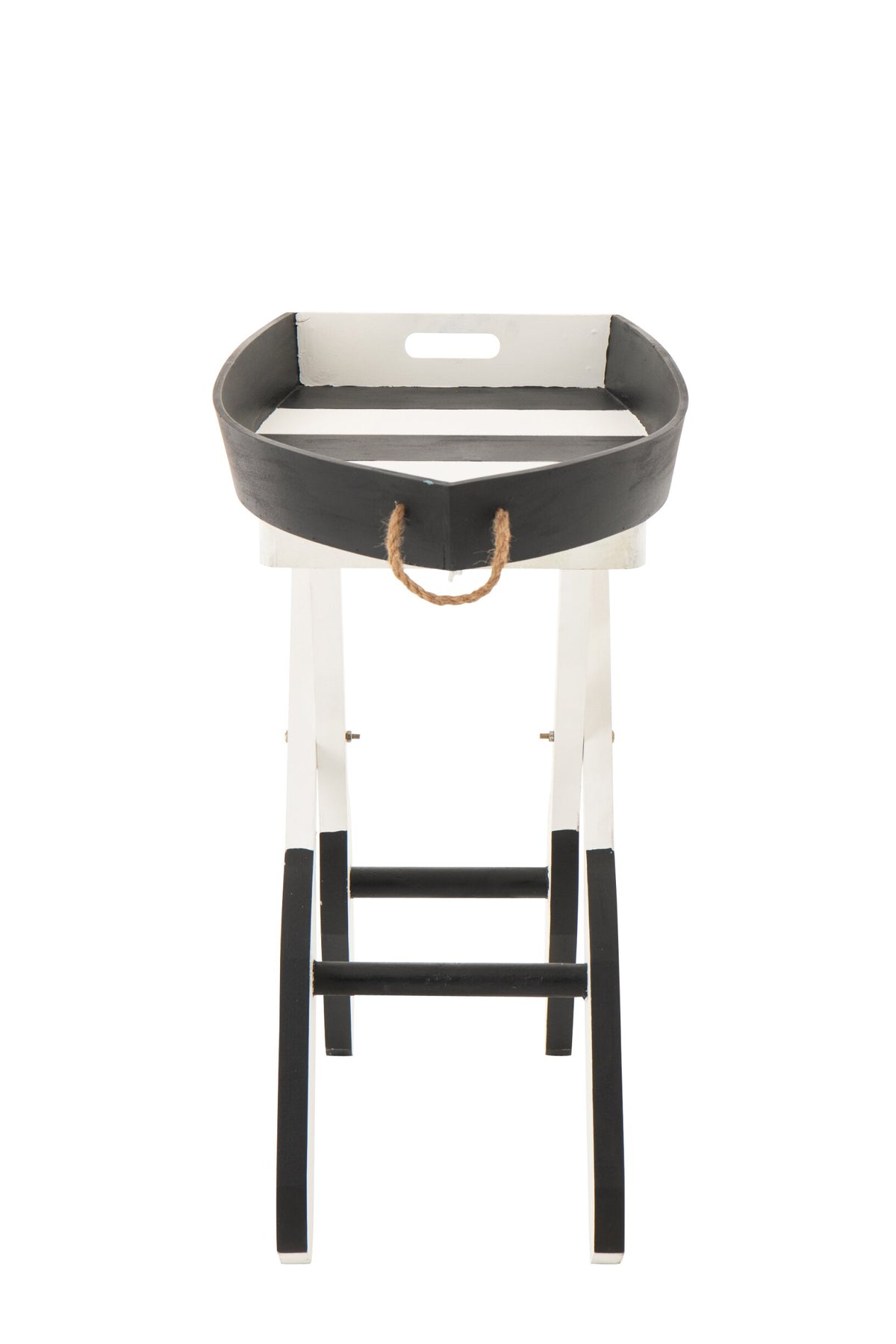 Side Table Boat Striped MDF Black/White