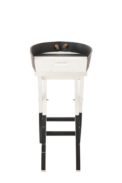 Side Table Boat Striped MDF Black/White