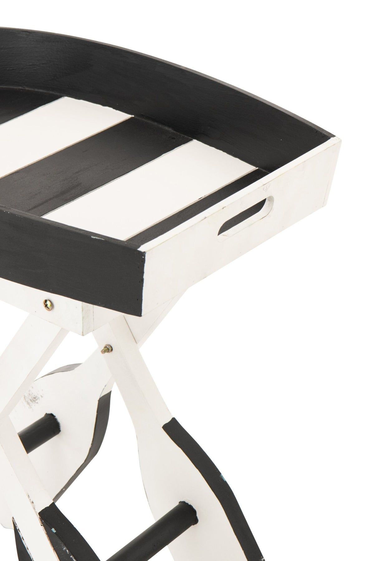 Side Table Boat Striped MDF Black/White