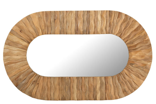 Wall Mirror Curve Oval Wood Natural