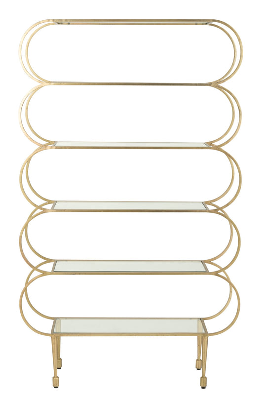 Ladder Shelf Rounded Corners Glass Gold/Transparent