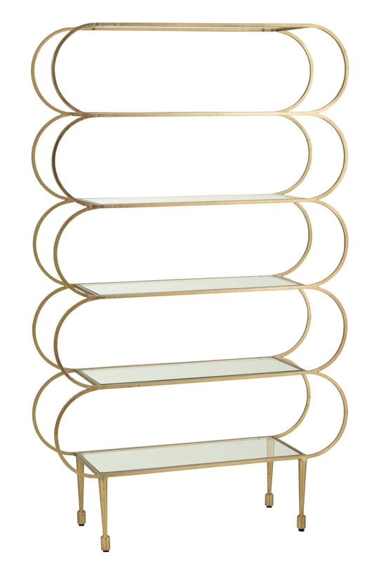 Ladder Shelf Rounded Corners Glass Gold/Transparent