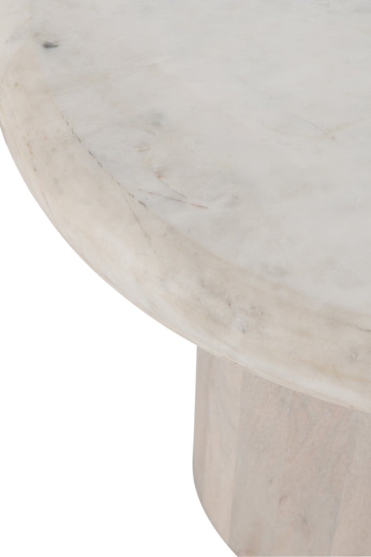 Side Table Round Marble Off-White Small